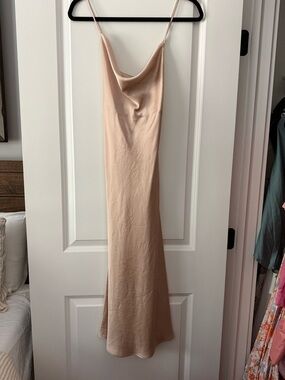 Show Me Your MuMu Champagne Satin Slip Midi Dress